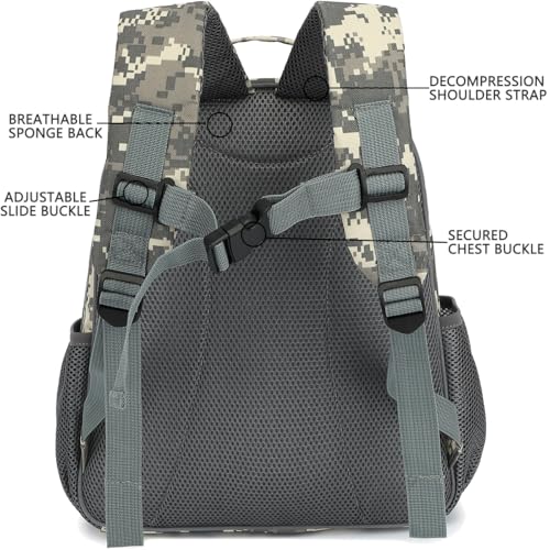 FlowFly Kids Backpack for Toddler Boys Girls, Simple Lightweight Bookbag for Daycare Kindergarten Elementary School Travel, Small Modern Bag (Medium 15''), Digital Camo2