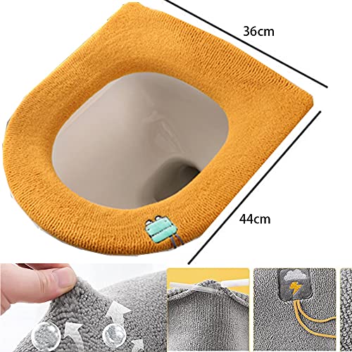 4 Stück Toilettensitzbezug, WC-Sitz Cover Dicker Wärmer WC-Sitzbezug WC-Sitz-Pad Waschbar Toiletten Sitzbezug Waschbar Toiletten Sitzbezug Die für Die Meisten O-U-Toiletten der Familie Geeignet Sind – Bild 3