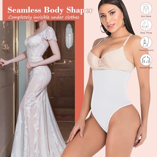 Image of Hioffer 328 Thong Shapewear Tummy Control For Women High Waist Body Shaper | Seamless Waist Cincher Girdle,Slimmer Sexy Thong Panty Shapewear,Stomach Compression For Wedding Party Dress