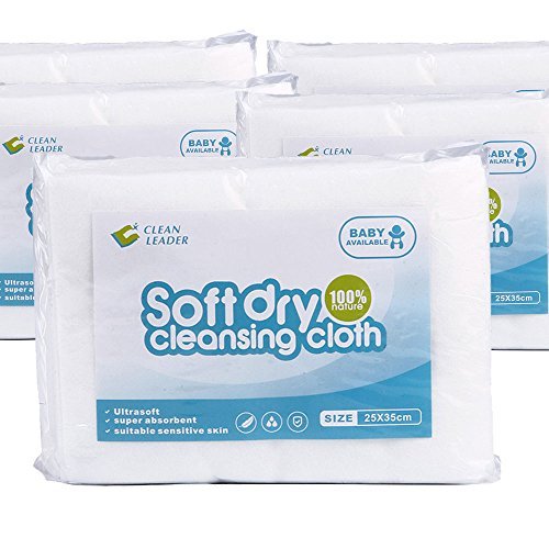 100% Natural Newbron Baby Dry Wipes, Soft Dry Diaper Wipes, Disposable Wash Cloths Dry Hospital Wipes, Medical standards , Large Size,Sensitive Skin,10 X 14 inches,5 Pack of 50Count,250 Tota