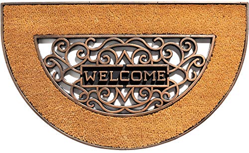 matches21 - Tappetini in cocco con gomma per interni ed esterni, semicircolare, 1 pezzo, 45 x 75 cm, colore naturale