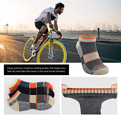 JOYNÉE Mens Low Cut Athletic Cushion Socks Comfort Running Ankle Socks with Moisture Wicking 6 Pack 5