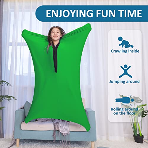 Image of OUTREE Sensory Sock for Kids, 6-9 Years, Medium, 43''x27.5'', Good for Height:43'' - 51'', Full Body Sock Provide Deep Pressure, Sensory Sack for Autistic Children, Body Sockwith A Carrying Bag, Green