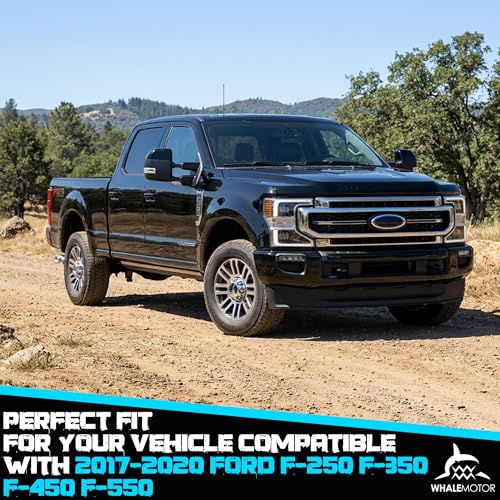 Image of Power Heated Tow Mirrors Compatible with Ford Super Duty(2017-2020), Extended Trailer Towing Side Mirrors w /Turn Signal fits F250 F350 F450 F550, Includes Puddle Light, Spot Auxiliary Light Mirror