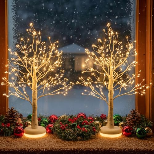 DELICHTER 2er Pack Weihnachtsbaum mit Leuchtendem Sockel...