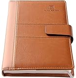 TAKA PRYOR Leather Journal Notebook Ruled, Refillable Lined Thick Hardcover, magnetic snap,With Pen Loop ， 5.7 x 8.5 inches ，100 GSM Paper 300 Pages Brown Gifts