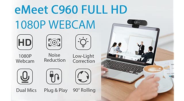 eMeet-Webcam-with-Microphone--C960-Full-HD-1080p-Webcam-for-Video-Calling-Built-in-2-Mics-Ideal-Streaming-Webcam-90-Wide-Angle-View-USB-Webcam-Plug-and-Play-Low-Light-Correction-and-Fixed-Focus
