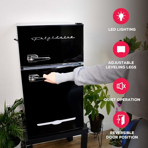 Frigidaire EFR840 Retro Mini Fridge with Freezer & Side Bottle Opener - Small 2 Door Refrigerator for Office Bar or College Dorm Room - 3.2 Cu Ft, Black