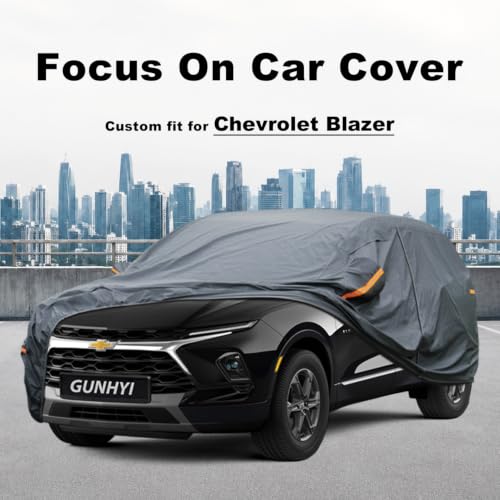 Image of GUNHYI Premium Car Cover Custom Fit Chevrolet Blazer, 16 Layers Heavy Duty Car Cover Waterproof All Weather with Zipper Door for Sun Rain Snow Dust Uv Protection