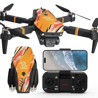 TTROARDS Dron con Cámara 1080P para Adultos Drones con Evitación de Obstáculos Posicionamiento por Flujo Óptico Mini Drone Plegable para Principiantes con Protectores de Hélices Naranja