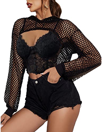 Avidlove Black Fishnet Top Long Sleeve...