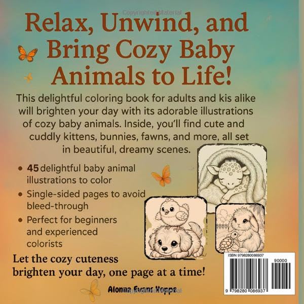 Cozy Cute Animals Coloring Book: Adorable and Relaxing Designs for Kids and Adults (Cozy Animals) image 3