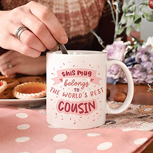 Dillo World's Best Cousin Mug, Birthday, Burgundy Gift for her, Cousin Gift, Cousins Gifts, Pink Friendship Gift, Gift from Cousin -