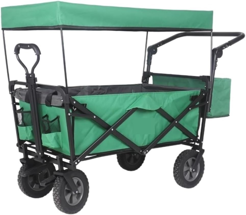 Carro plegable con toldo, mango ajustable y extensible, toldo de lona removible, para camping y jardín