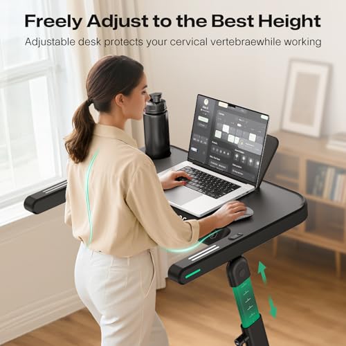 Image of UREVO Treadmill with Standing Desk Workstation, Walking Pad Treadmills for Home Office, Under Desk Compact Design Treadmill with HIIT Programs, Remote Control, LED Display