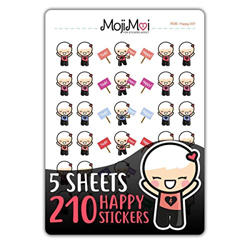 Happy-Theme Stickers for Life Planner, Erin Condren Planner Stickers - Mood Stickers, Happy Planner, Cute Stickers, kawaii Stickers, Eclp Stickers, Kikki Stickers, MojiMoi