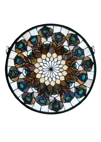 17 Inch W X 17 Inch H Peacock Feather Medallion Window Windows