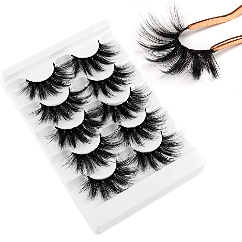 Faux Mink Lashes 6D Dramatic Fluffy Wispy Crossed Lashes Full Volume Soft False Eyelashes Natural Thick Handmade Reusable Lashes Pack