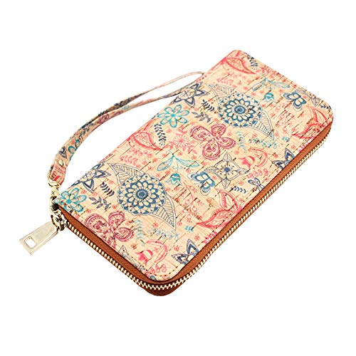 boshiho Cork Vegan Purse Wallet, Women's Smart Phone Clutch Long Purse with Card Holder