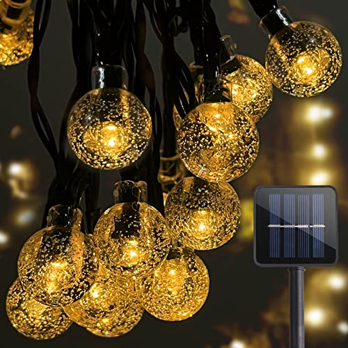 Guirnaldas Luces Exterior Solar,50LED 7M Luces Solares Exterior Jardin, 8 Modos & IP65 Impermeable Cadena de Luces Solares Decoración para Terraza, Fiestas, Bodas, Patio, Jardines(Blanco Cálido) Cover