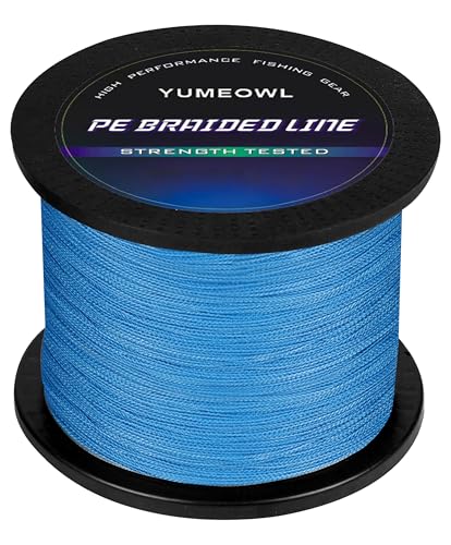YUMEOWL Fishing Line, No Stretch-Super Strong-Abrasion Resistant-Braided Line, 4 Strand, Ocean Blue, 164YDS, 6LB, 0.06MM