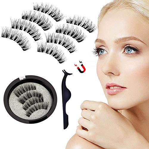 Magnetic Eyelashes,Falses Eyelashes Magnetic,3d Magnetic eyelashes,Magnetic Lashes Reusable Natural Ultra Thin Magnetic Falses Eyelashes for Party Dating Wedding,8pcs with Tweezers