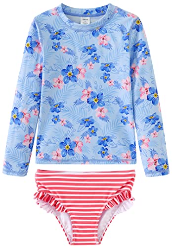 Image of Toddler and Little Girls Rash Guard Sets with Bikini Bottom Swimwear | UPF 50+ Sun Protection