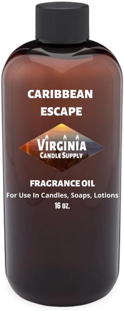 Caribbean Escape Fragrance Oil (16 oz Bottle) for Candle Making, Soap Making, Tart Making, Room Sprays, Lotions, Car Fresheners, Slime, Bath Bombs, Warmers…