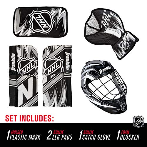 Franklin Sports NHL Youth Mini Hockey Goalie + Mask Set | Blocker + Glove + Leg Pads Included, Soft Foam Padding For Comfort, Get Between The Pipes, Recommended For Kids - image 2