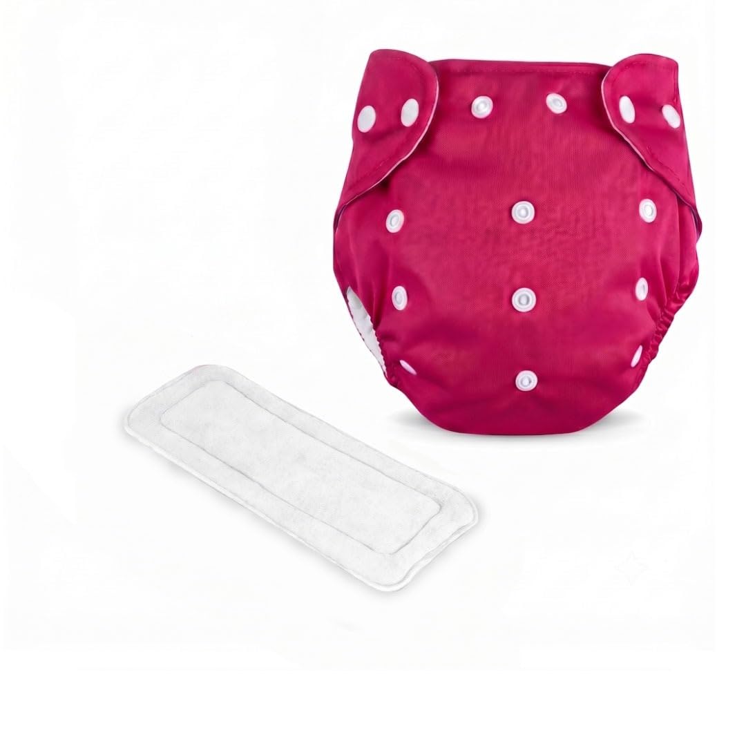 Babyholic Reusable Cloth Diaper with Insert | Washable Adjustable Nappy for Newborn Baby, Wine-image-47