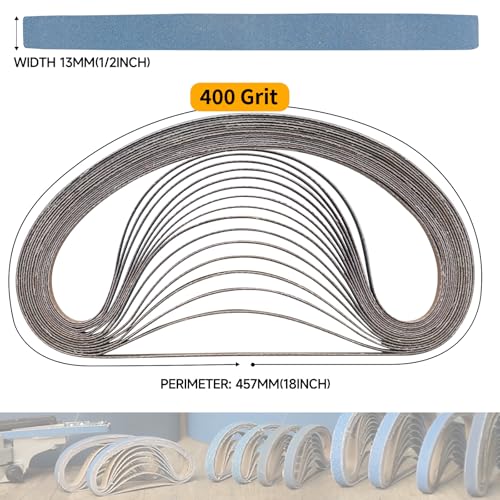 Image of 40-Piece Premium 1 /2 x 18 Inch Zirconia Sanding Belts 400 Grit