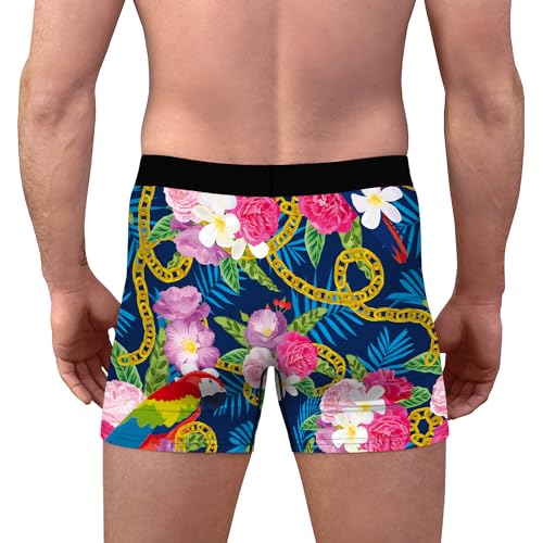 Ainuno Men'S Underwear Funny Boxer Briefs Hawaii Boxers Tropical Underwear Boxers Parrot Floral Print Underpants For Men Unique Mens Underwear,M thumb #2