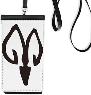 Bones Inscriptions Chinese Zodiac Sheep Phone Wallet Purse Hanging Mobile Pouch Black Pocket