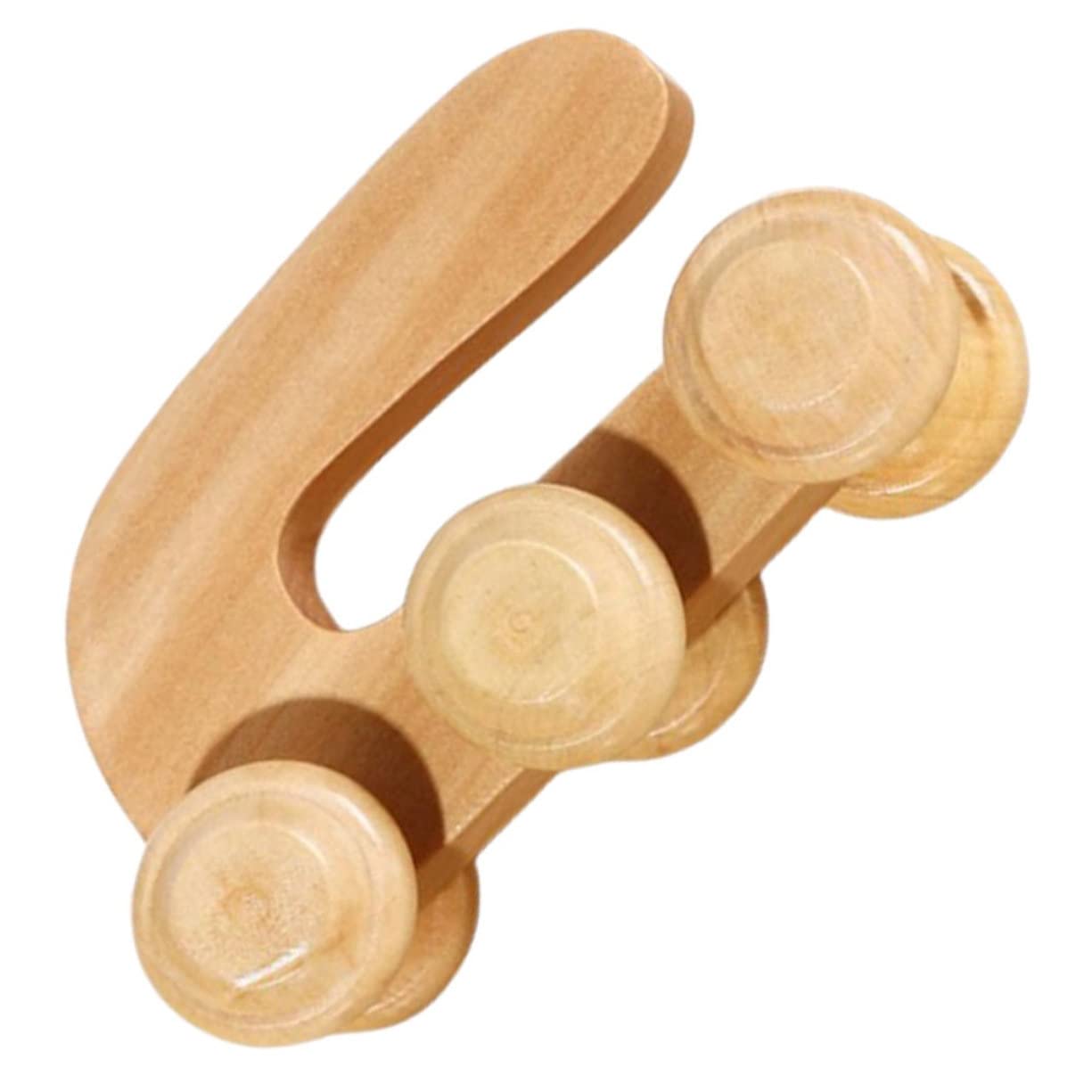 BCOATH Wooden Hand Roller Massager U-Shape Design for Back Neck Handheld Muscle Massage Tool