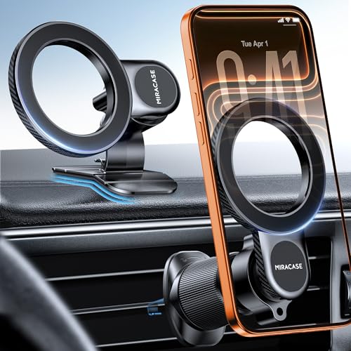 Miracase for MagSafe Car Mount【Won’t Block Vent & 20 Strongest Magnets】 Magnetic Phone Holder for Car Phone Holder Mount Dash for Car Accessories for Women Men for iPhone 17 Pro Max Air 16 15 14 13 12