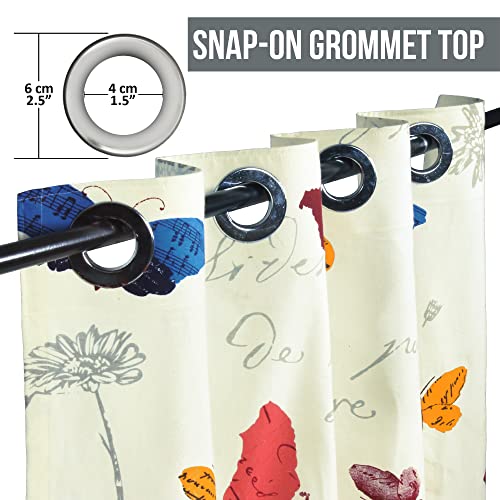 Image of Story@Home Long Door Curtains 9 Feet 4 Piece | Floral Printed | Cotton Curtain | Light Filtering Curtains | Curtain for Living Room | (116 x 275 cm, White & Blue) | Perfect for Home Decor