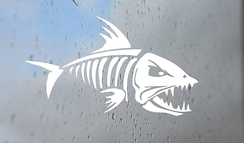 Miniatura 2 de Calcomanía personalizada para auto de esqueleto de pez aterrador para laptop, decoración del hogar, automóvil, camión, divertido, Tumblr, casco de