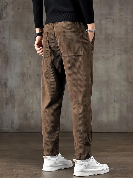 Image of NoseQueen Men's Corduroy Relaxed Fit Stretchable & Comfortable Sweatpant Trousers Pant