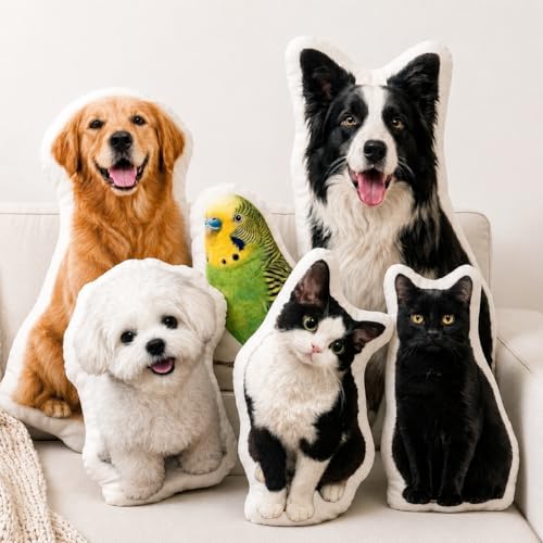 JoyBurst Custom Pet Pillow - Personalized Pillow Dog Cat Pet Shaped Customized Stuffed Pictures Pillows Personalized Gifts for Family Friends