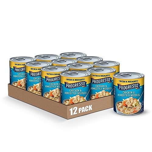 Image of Progresso Rich and Hearty, Chicken and Homestyle Noodles Canned Soup, 19 oz (Pack of 12)