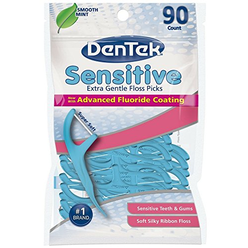 DenTek Comfort Clean Sensitive Gums Floss Picks, Soft & Silky Ribbon, 90 Count