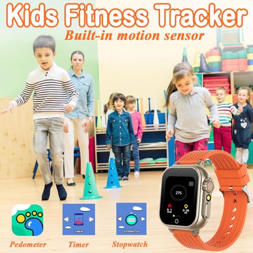 Image of Kids Smart Watch, Girls Boys Smartwatch with 26 Games Camera Video Recorder Player,Pedometer,Birthday Learning Toys Gifts for 4-10 Years Children (Orange)