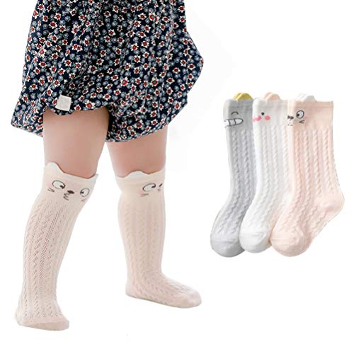 XM-Amigo calcetines para bebé, unisex, calcetines largos hasta la rodilla, calcetines largos de malla elástica para recién nacidos, calcetín de algodón cálido, colorido y transpirable
