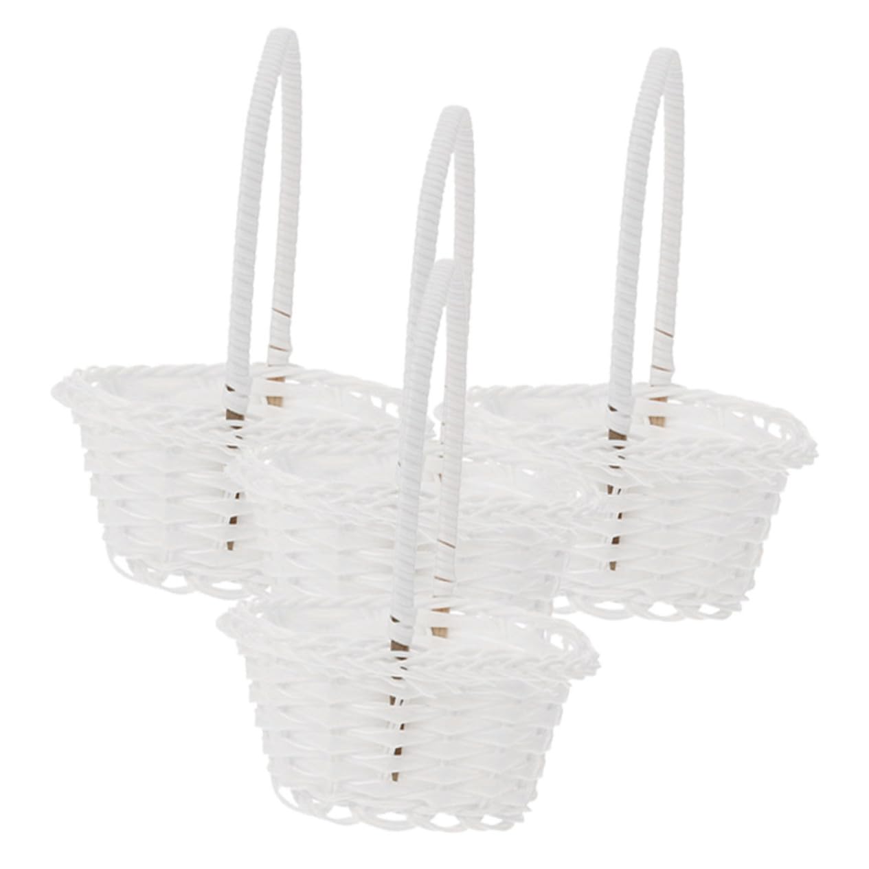 4Pcs Woven Flower Girl Baskets with Handle Rustic Floral Storage Baskets for Weddings and Heart Shaped Design Versatile for Flowers Petals and Storage