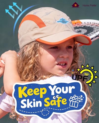 Image of Home Prefer Kids Lightweight Quick Drying Sun Hat Airy Mesh UV Protection Caps Boys Girls UPF50 Baseball Caps Run Beach Water