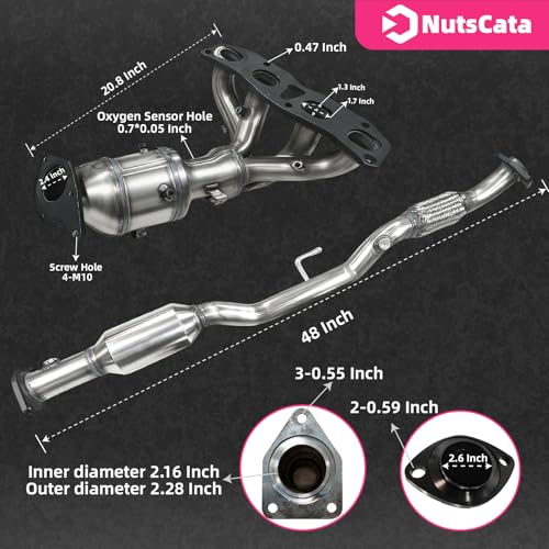 Front Rear 2PCS Catalytic Converter Direct-Fit Compatible with 2007 2008 2009 2010 2011 2012 2013 Nissan Altima 2.5L L4 2-PCS EPA Compliant Replace OEM 16593 54782 643090 641302 48343 48258 by NutsCata - Used condition - Image 4