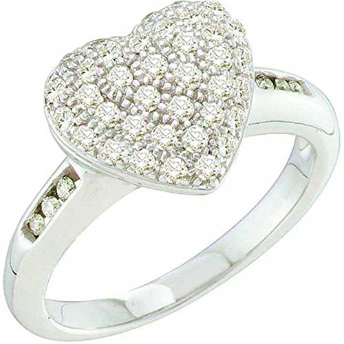 Dazzlingrock Collection 0.50 Carat (Ctw) 14K Round White Diamond Ladies Bridal Heart Promise Ring, White Gold #TOP1