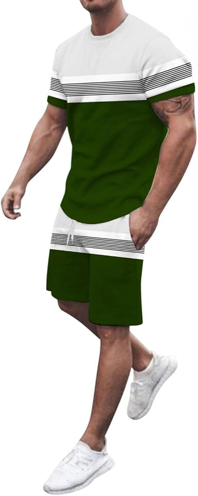 Trajes de verano para hombre, chándal de verano de 2 piezas, camisetas y  pantalones cortos, conjunto de chándal casual : Deportes y Actividades al  Aire Libre - Amazon.com
