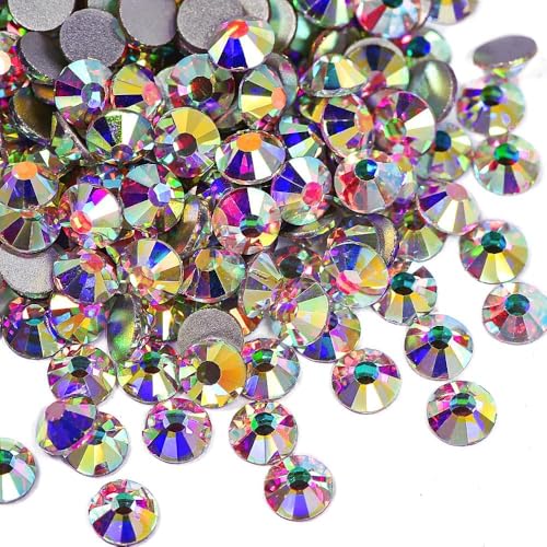 Image of Crystal AB Flatback Rhinestones for Bedazzling Round Glass Gems for Nails Art and Crafts 2880pieces Mixed SS6-20,0.07-0.18inches
