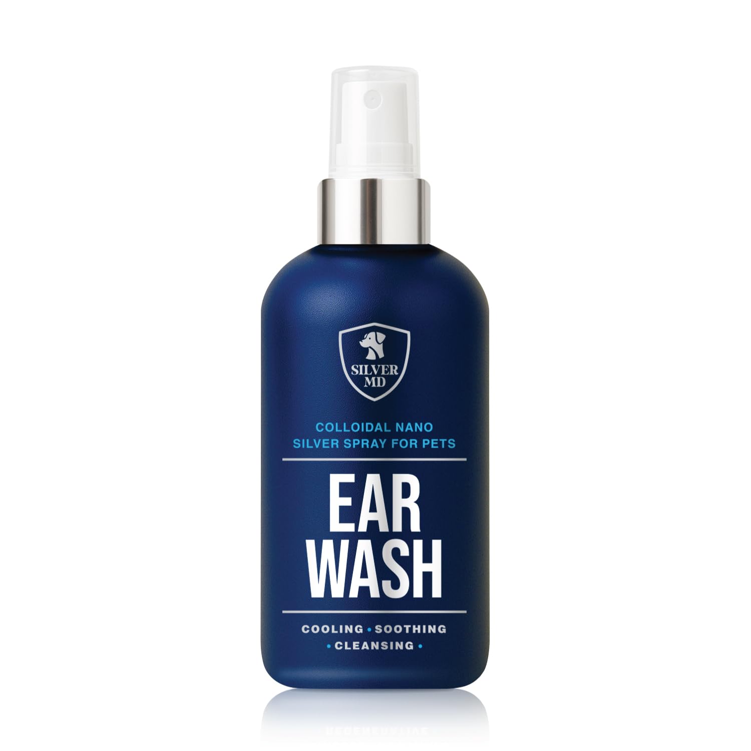 Pet Ear Wash Spray for Dogs & Cats, 8 oz Nano Silver Ear Cleaner, Gentle Ear Flush for Itchy Sensitive Ears, Soothing Cleansing Solution for Wax, Odor & Daily Ear Care